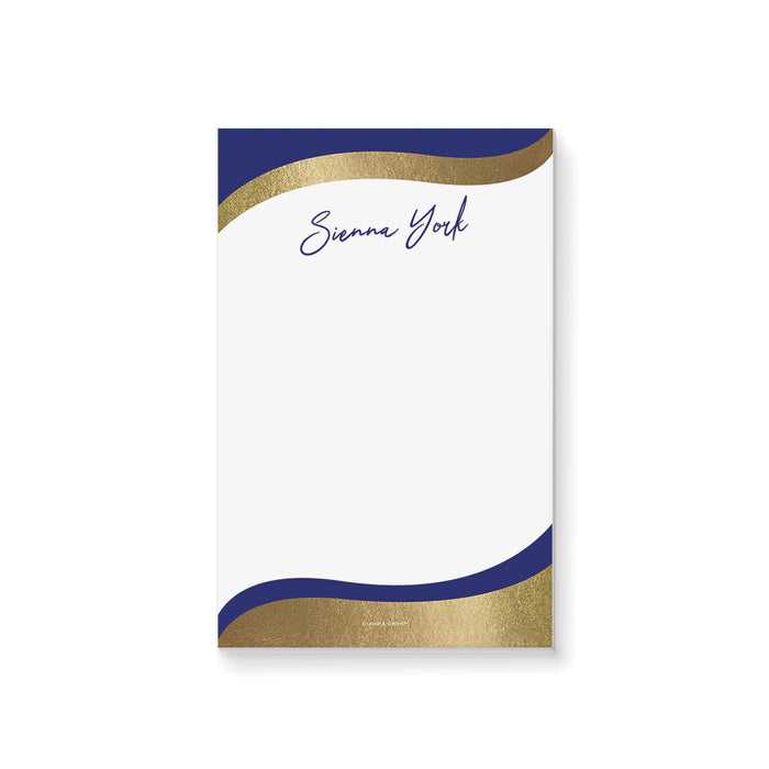 Blue and Gold Notepad, Personalized Gift for Professionals, Elegant Writing Pad, Stationery Officepad, Notepad for Business Launch Party and Networking Events