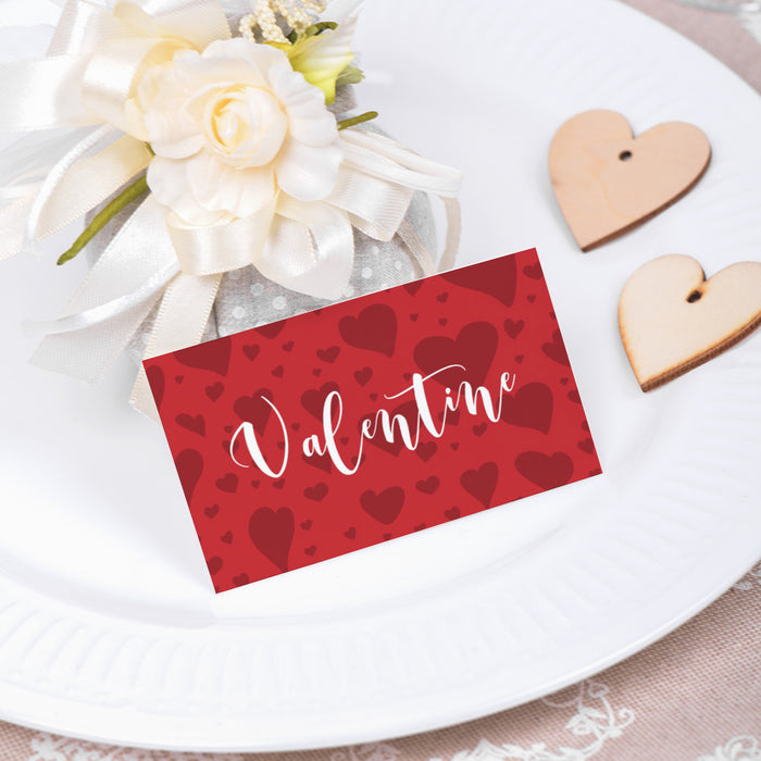 Valentines Day Party Invitation with Love Heart Pattern, Love Party Invites, Valentines Dinner Invites in Romantic Red