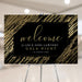 Black and gold gala welcome sign digital template for fundraisers, banquets, and formal events.