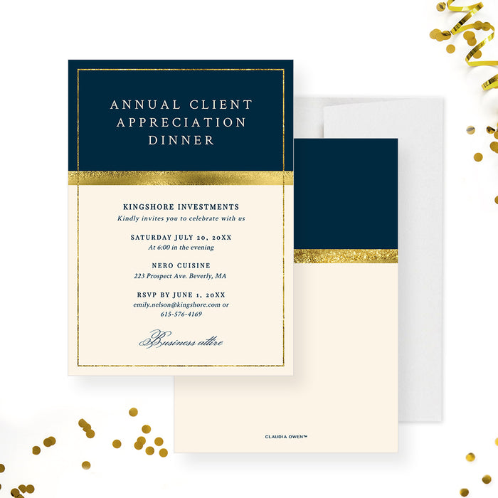 Annual Client Appreciation Dinner Party Invitation Editable Template, Formal Simple Corporate Invites Printable Digital Download
