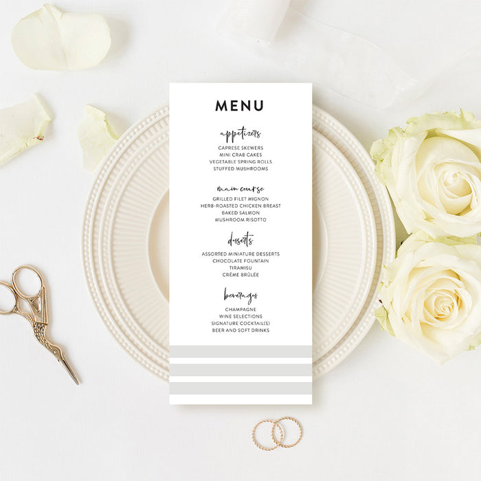 Simple Classic Wedding Invitation Card with Stripes, Formal Wedding Invitations, Minimalist Wedding Invites