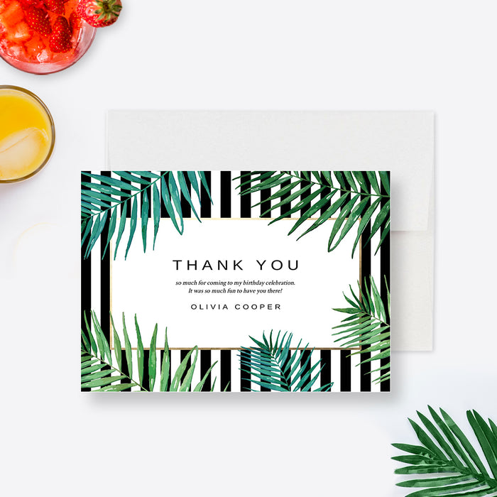 Tropical Thank You Note Template, Editable Thank You Card Digital Download, Personalized Printable Thank You Card with Greenery