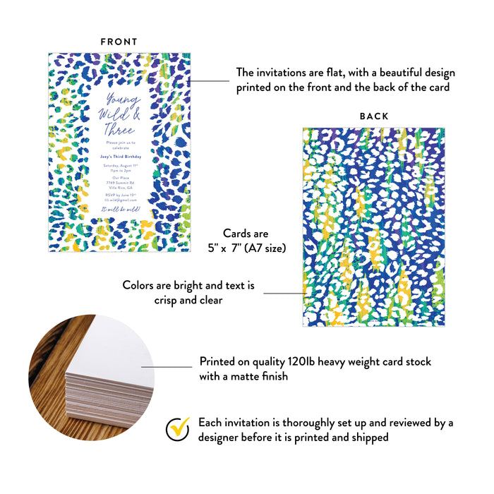 Colorful Leopard Print Birthday Invitation Personalized for Kids