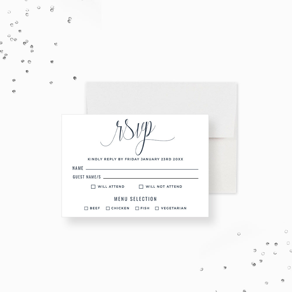 RSVP Card with Meal Choice Template, Printable RSVP with Menu Selectio