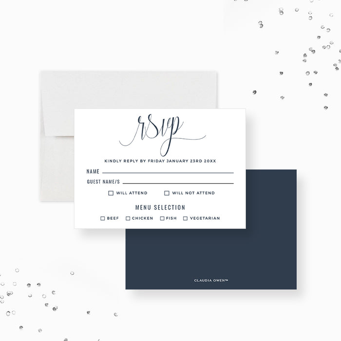 RSVP Card with Meal Choice Template, Printable RSVP with Menu Selection, Business Anniversary Enclosure Cards, Details Card Digital Download