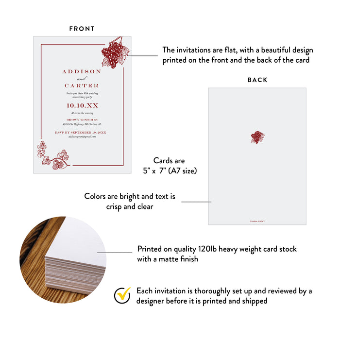 Elegant Wine Themed Anniversary Invitation Vineyard Party Card