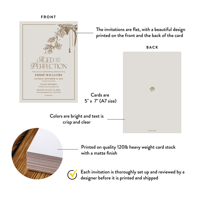 Aged to Perfection Invitation Elegant Wine Birthday Card