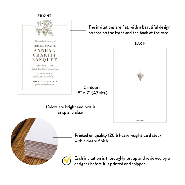 Annual Charity Banquet Invitation Elegant Wine Theme Design