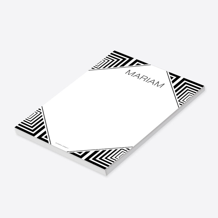 Monochrome Geometric Notepad, Personalized Gift for Men, Black and White Writing Pad for Men, Minimalist Stationery Officepad for Professionals, Practical Gifts for Guys