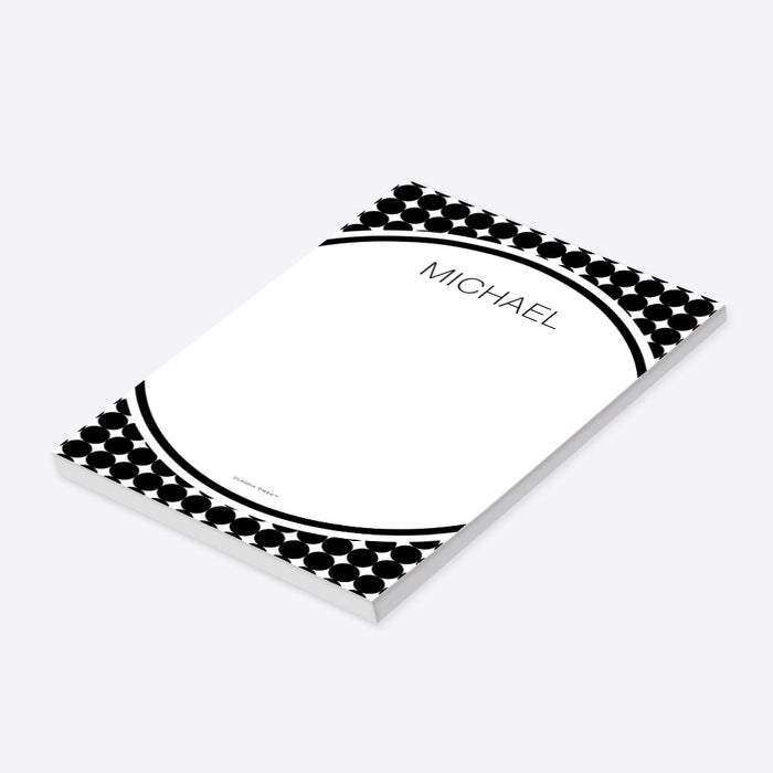 Modern Notepad in Black and White Pattern, Personalized Gift for Him, Monochrome Stationery Officepad with Masculine Design, Modern Writing Pad for Men