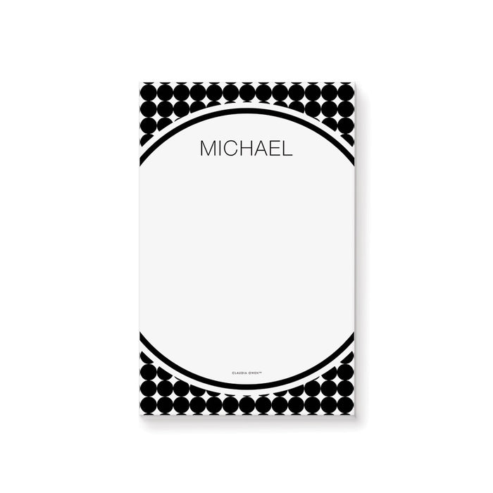 Modern Notepad in Black and White Pattern, Personalized Gift for Him, Monochrome Stationery Officepad with Masculine Design, Modern Writing Pad for Men