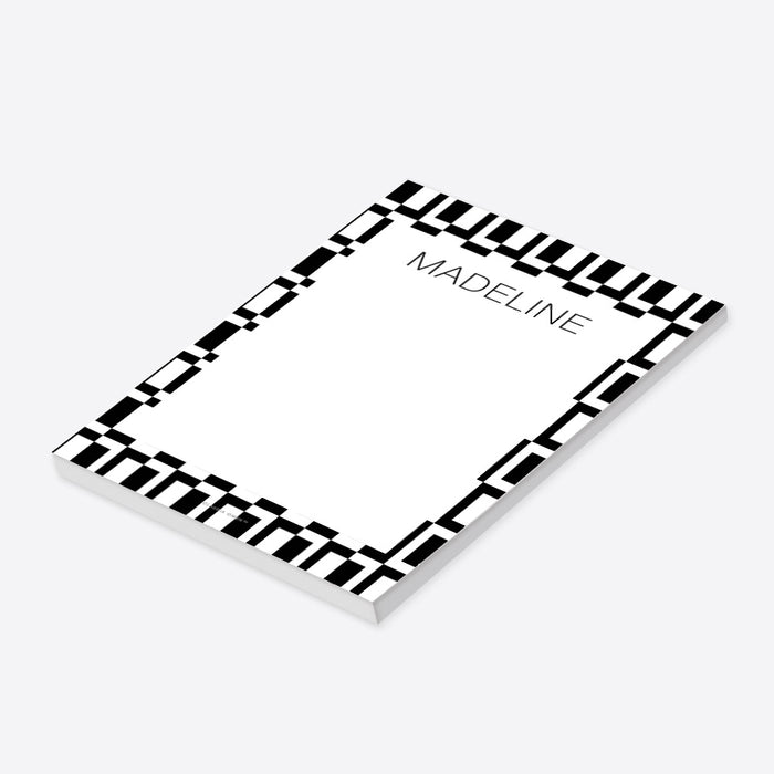 Minimalist Notepad in Black and White, Personalized Gift for Men, Chic Writing Pad for Guys, Stationery Officepad for Professionals