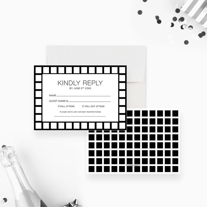 Cocktails and Shots Birthday Party Invitation Card, 21st 30th 40th Birthday Invitations for Men and Women, Drinks and Nibbles Black and White Invites with Geometric Design