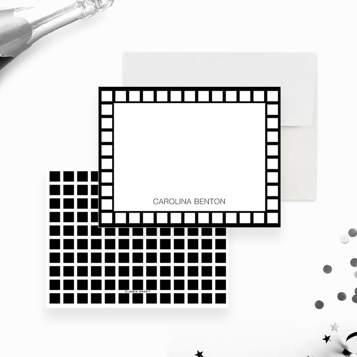 Modern Minimalist Note Card for Men, Personalized Gift for Men, Black and White Stationery Card, Monochrome Birthday Thank You Cards