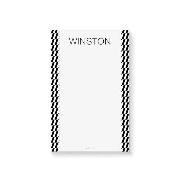 Modern Notepad in Black and White with Geometric Pattern Design, Personalized Gift for Men, Modern Writing Pad for Him, Monochrome Stationery Officepad
