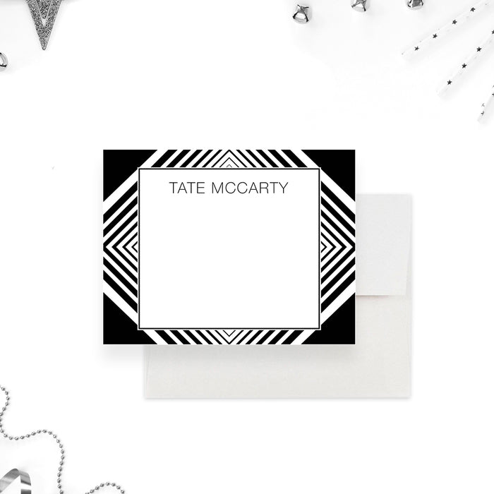 Minimalist Note Card with Abstract Monochrome Design, Personalized Gift for Men, Black and White Thank You Card for Men, Thank You Notes for Family and Friends