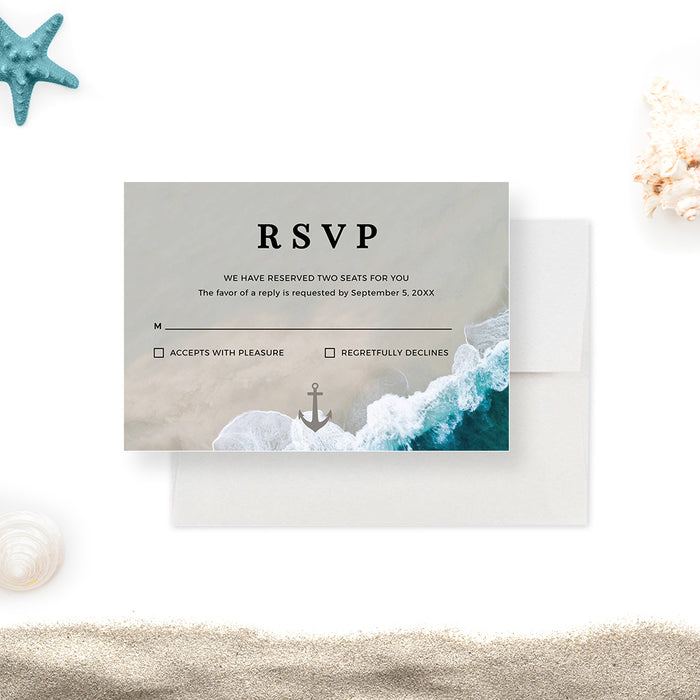 Beach Wedding RSVP Card Template, Response Card Digital Download, Printable Reply Card Editable Card RSVP