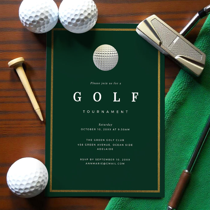 Golf Birthday Party Invitation Editable Template, Golf Tournament Printable Digital Download, Partee Golf Ball Golf Theme