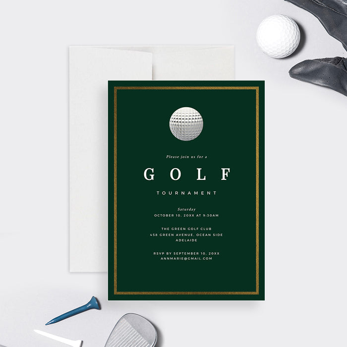 Golf Birthday Party Invitation Editable Template, Golf Tournament Printable Digital Download, Partee Golf Ball Golf Theme