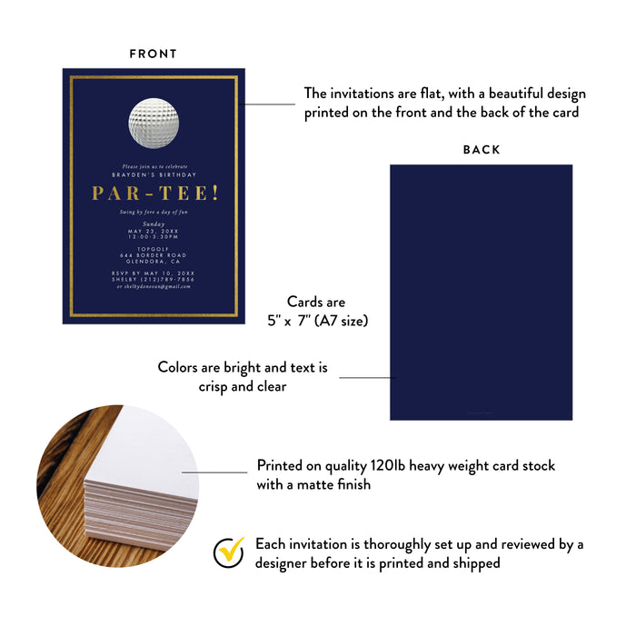 Personalized Golf Birthday Party Invitation Par Tee