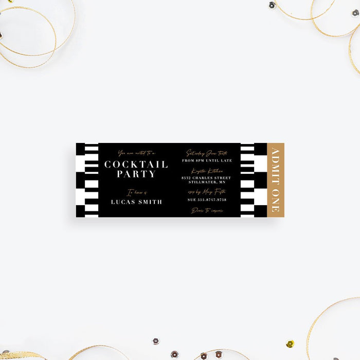 Black and White Cocktail Party Invitation Card, Monochrome Invites for — Claudia Owen black-and-white-cocktail-party-invitation-card-monochrome-invites-for-claudia-owen