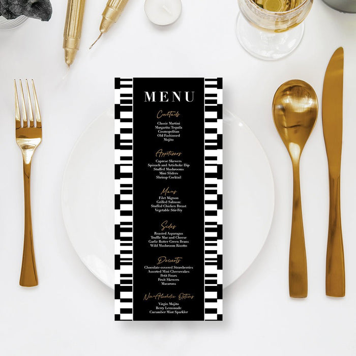 Black and White Cocktail Party Invitation Card, Monochrome Invites for Birthday Party, Abstract Invitation for Happy Hour Party with Geometric Design