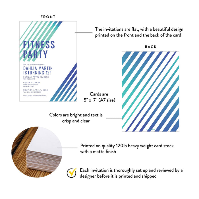 Fitness Party Birthday Invitation Workout Party Invite