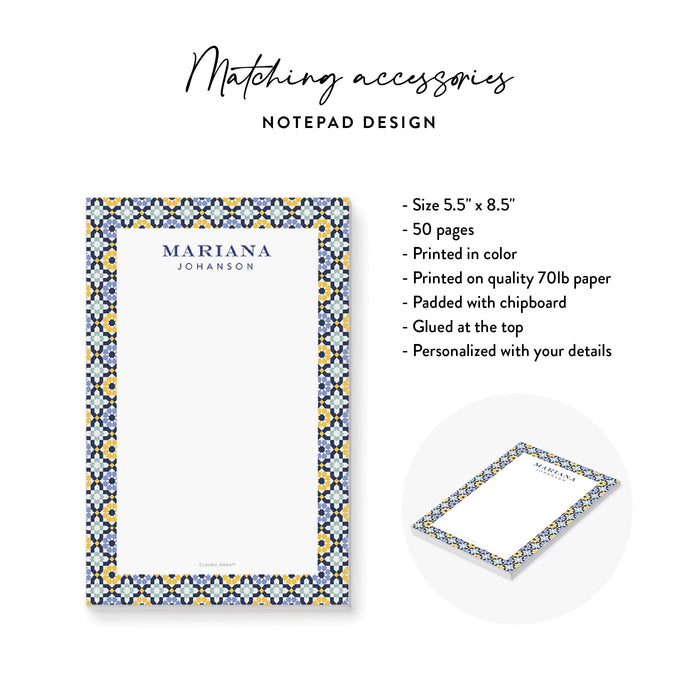 Mediterranean Wedding Invitation Blue and Yellow Tile Design