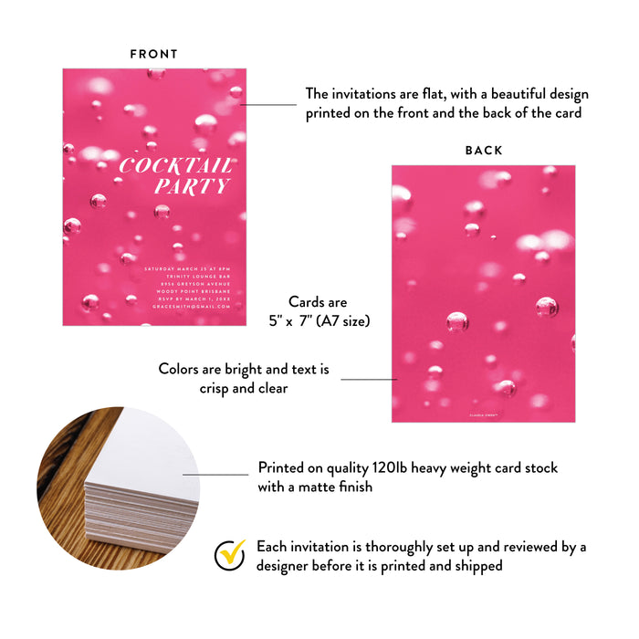 Pink Cocktail Party Invitation Bubbly Celebration Design