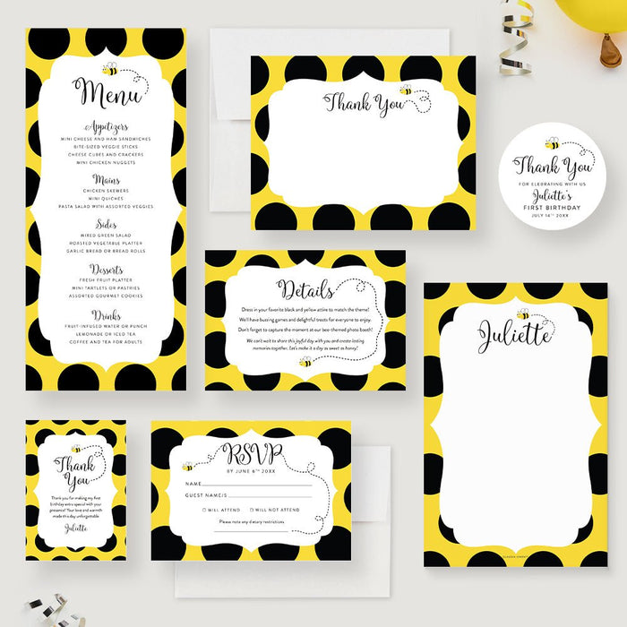 Bumblebee Birthday Party Invitation, Bee Party Bee Invites, Honey Bee Children's Birthday, Kid's 1st 2nd Birthday, Happy Bee Day