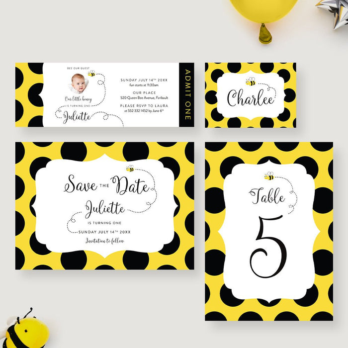 Bumblebee Birthday Party Invitation, Bee Party Bee Invites, Honey Bee Children's Birthday, Kid's 1st 2nd Birthday, Happy Bee Day