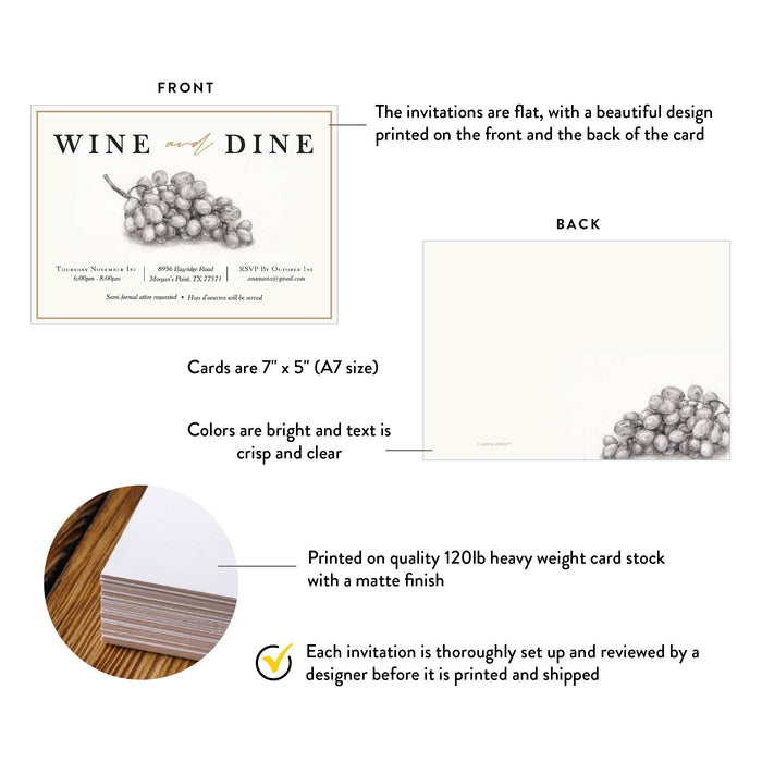 Wine and Dine Party Invitation Elegant Wine Tasting Event Card