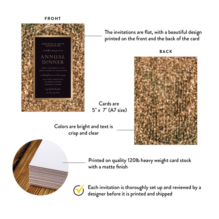 Gold Annual Dinner Invitation Elegant Company Business Party Invite