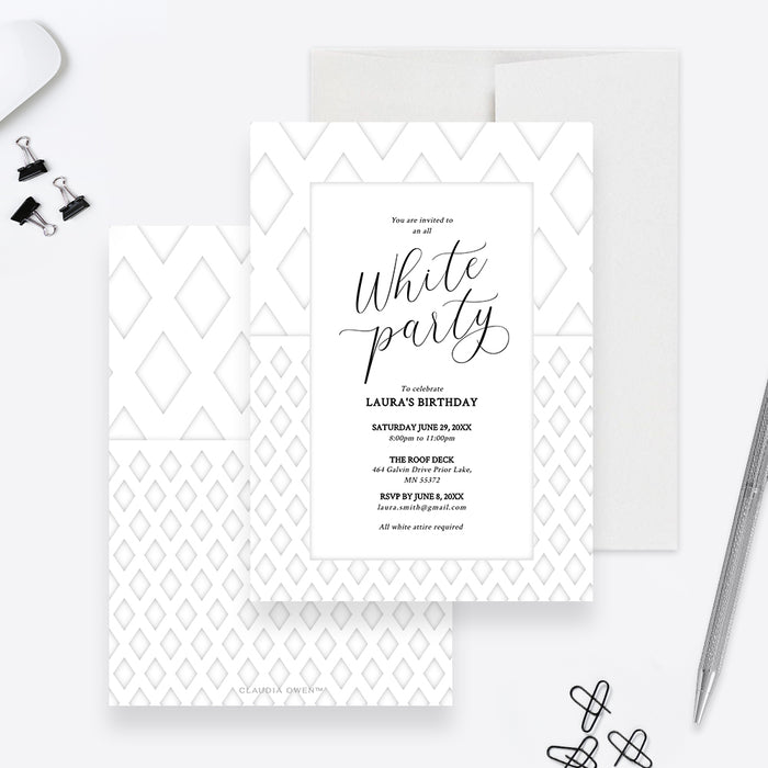 All White Party Invitation Template, White Affair Invites Digital Download, White Themed Birthday Invitation, Elegant White Party, White Cocktail Party Invitations