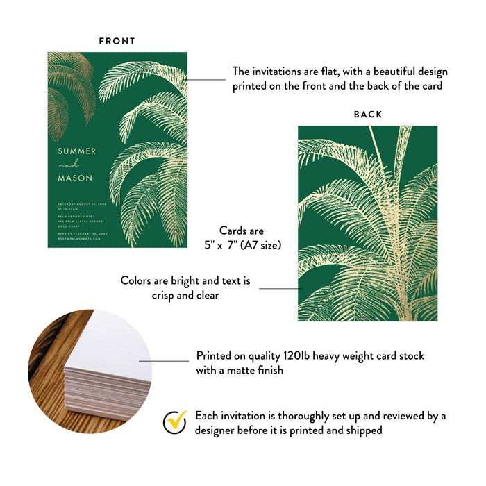 Tropical Palm Leaf Wedding Invitation Green Summer