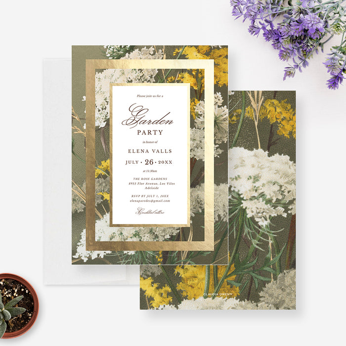 Garden Party Invitation Editable Template, Floral Birthday Invites For Women, Printable Spring Bridal Wedding Shower Digital Download