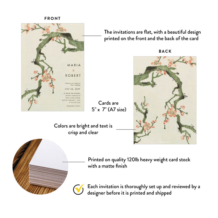 Personalized Cherry Blossom Wedding Invitation Spring Theme
