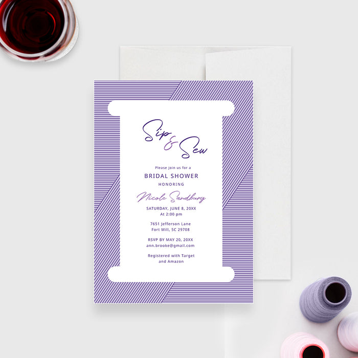 Sewing Birthday Invitation Editable Template, Sip and Sew Digital Download, Sew Excited Seamstress Birthday Craft Party