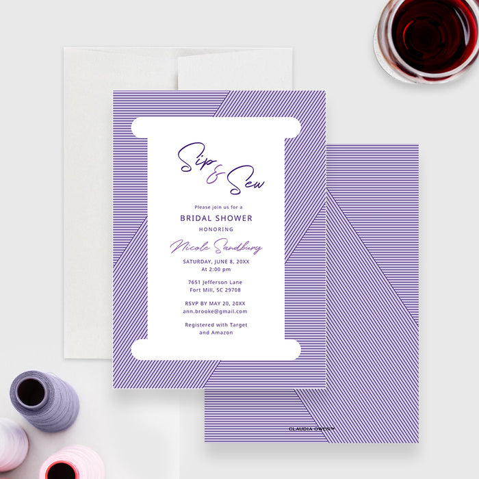 Sewing Birthday Invitation Editable Template, Sip and Sew Digital Download, Sew Excited Seamstress Birthday Craft Party