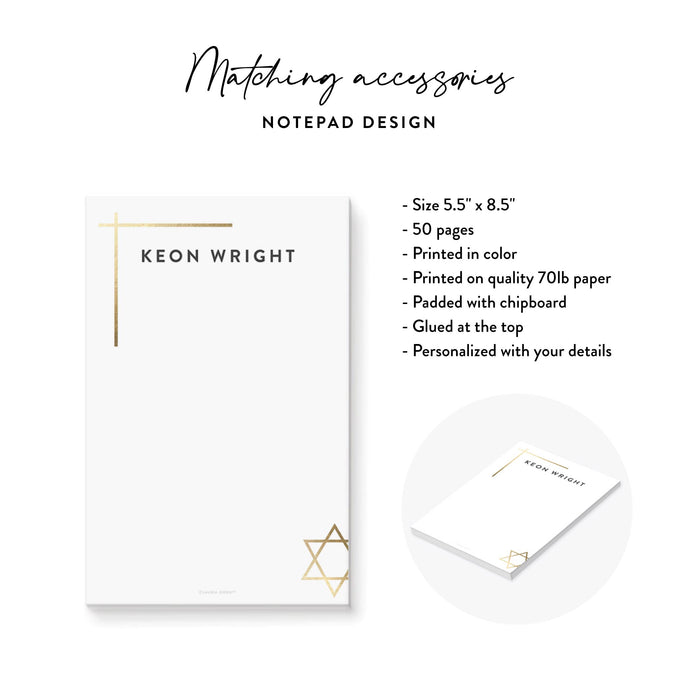 Personalized Gold Star of David Notepad