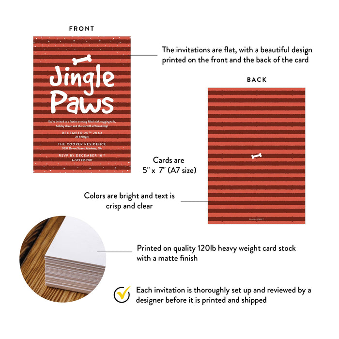 Dog Christmas Party Invitation Jingle Paws Holiday Pet Party Card