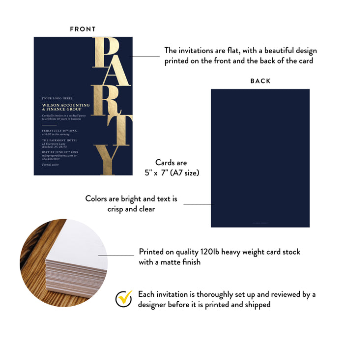 Corporate Anniversary Party Invitation Navy Gold