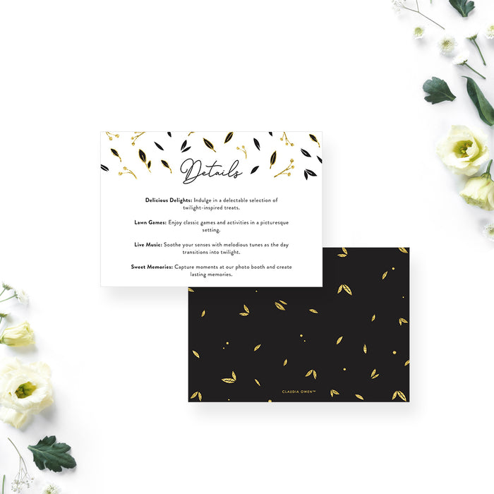 Black and Gold Invitation Card for Twilight Garden Party, Spring Backyard Party Invites, Garden Themed Birthday Party Invites