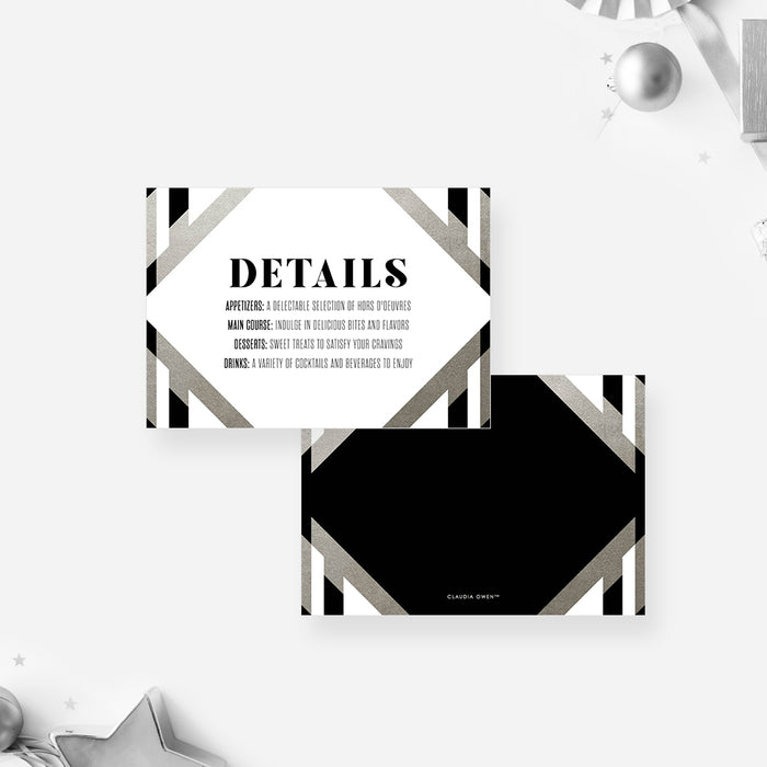 Black and Silver Geometric Invitation for Cocktails Hors D'oeuvres Party, Birthday Drinks Invites, Sips and Dips Invitation, Cocktail Reception Invitation