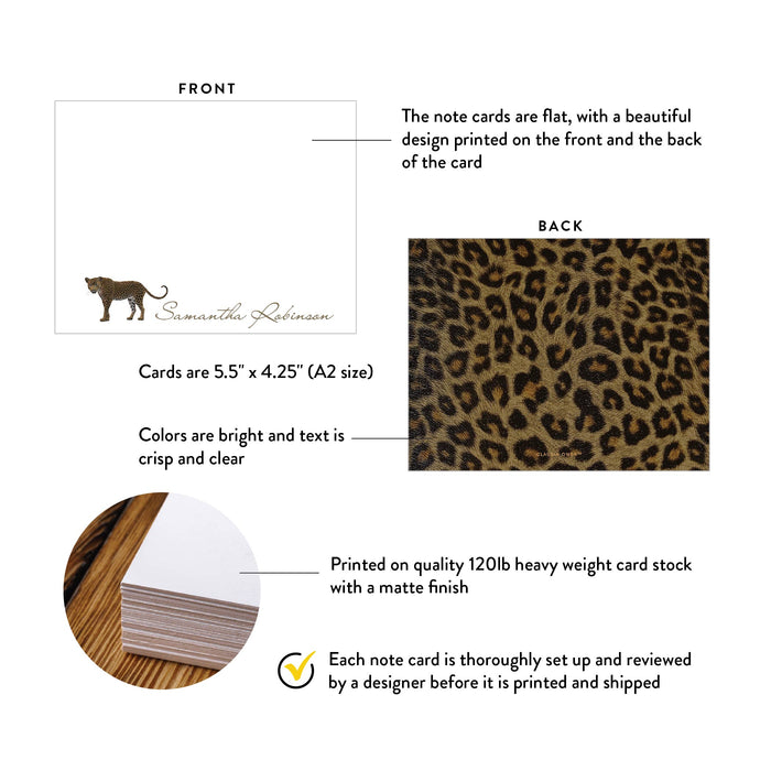 Stationary Set for Women, Personalized Leopard Animal Print Card Envelope Set, Leopard Custom Note Cards Thank You Note, Leopard Gifts
