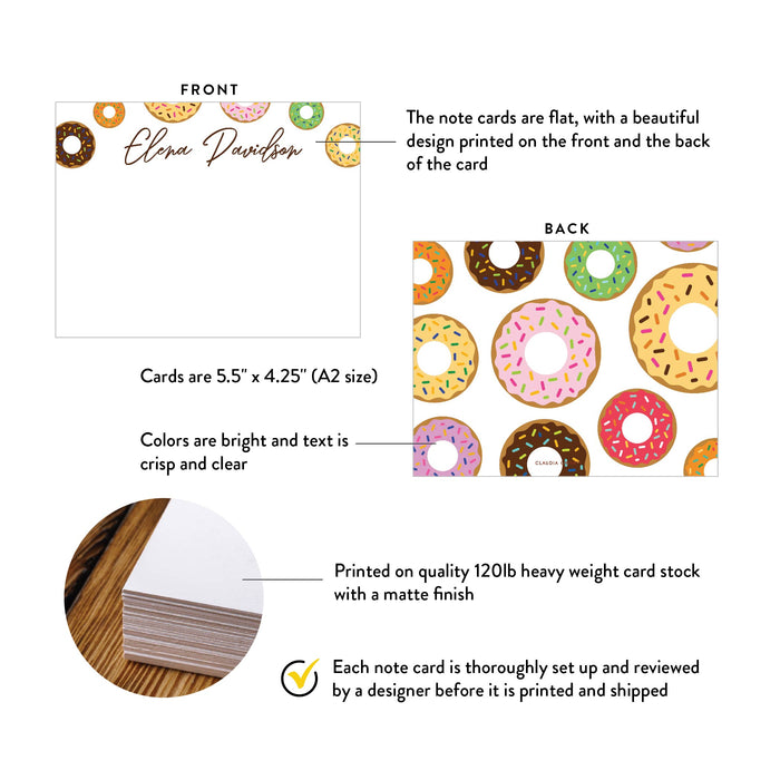Colorful Donut Note Cards, Donut Birthday Thank You Cards, Doughnut Gifts for Kids, Cute Donut Stationary Set, Sweet Food Letter Stationery