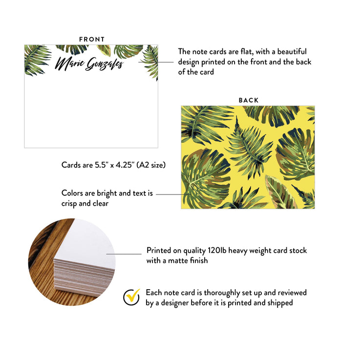 Personalized Womens Stationery, Tropical Thank You Note Card Set with Envelopes, Custom Stationary for Women, Name Stationery Notecards