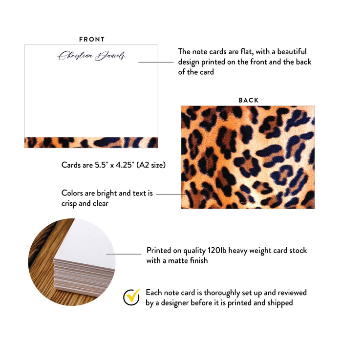 Leopard Animal Print Note Card, Elegant Women's Personalized Stationery, Home Office Stationery Fun Custom Gifts