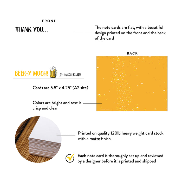 Thank You Beer-y Much Note Card, Beer Thank You Card, Custom Funny Card for Him, Beer Birthday Appreciation Card