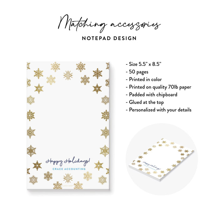 Corporate Holiday Invitation Card in Navy Blue with Beautiful Snowflakes, Elegant Christmas Team Dinner Invitations